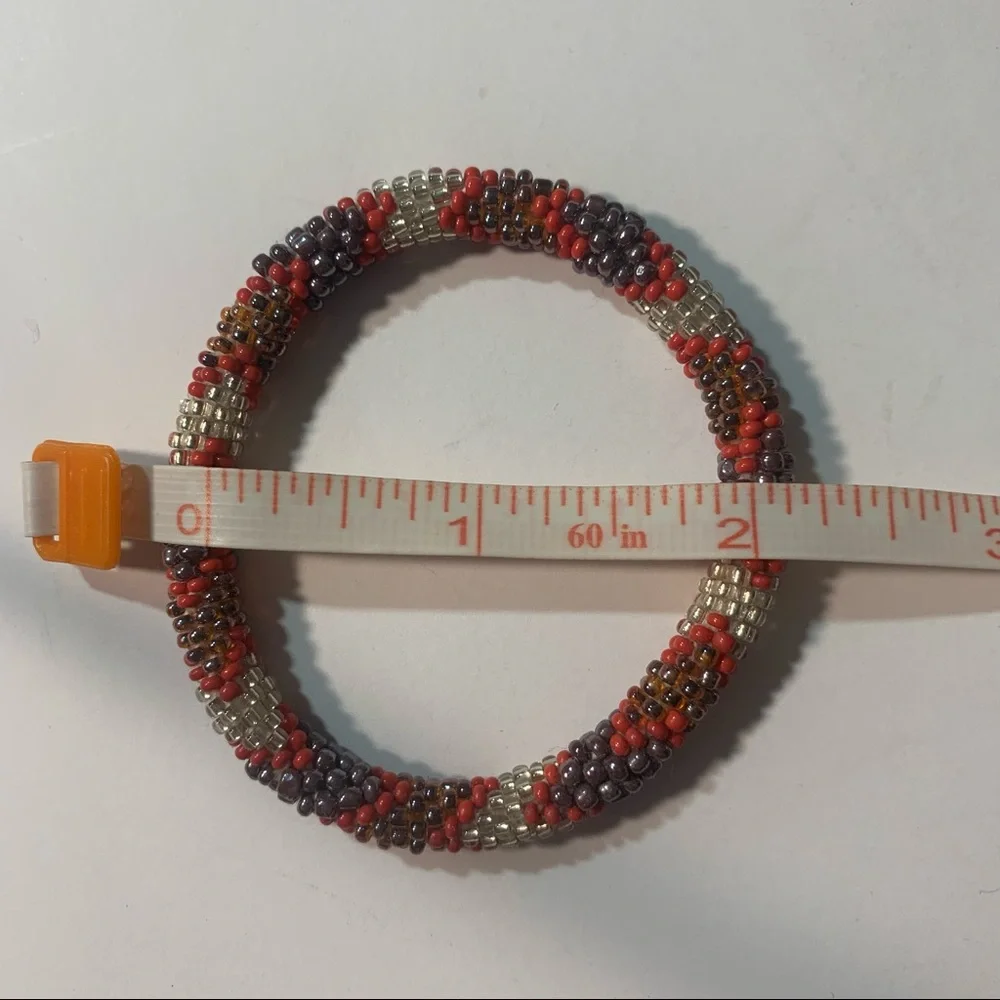 5 for 20 Sashkaco orange bracelet with purple & silver beaded detail - Picture 3 of 6